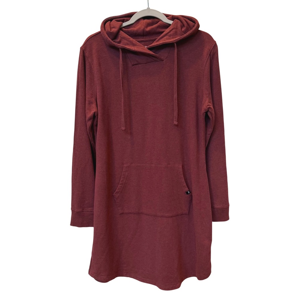 MeUndies French Terry Hoodie Sweatshirt Dress Burgundy Berry Red XL Lounge